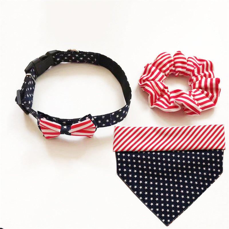 Matching Pet Triangle Collar & Owner Hair Tie Set