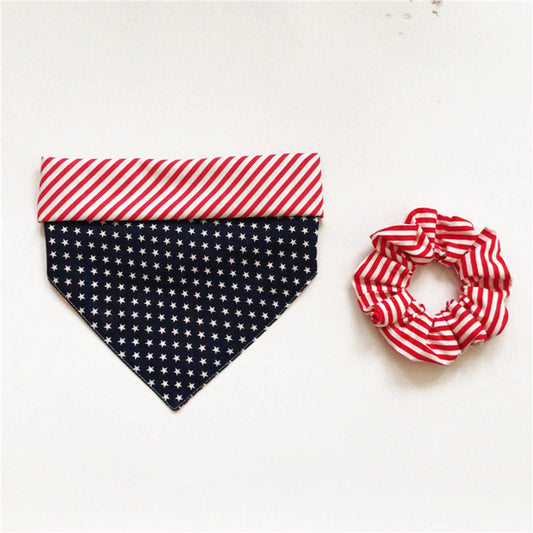 Matching Pet Triangle Collar & Owner Hair Tie Set