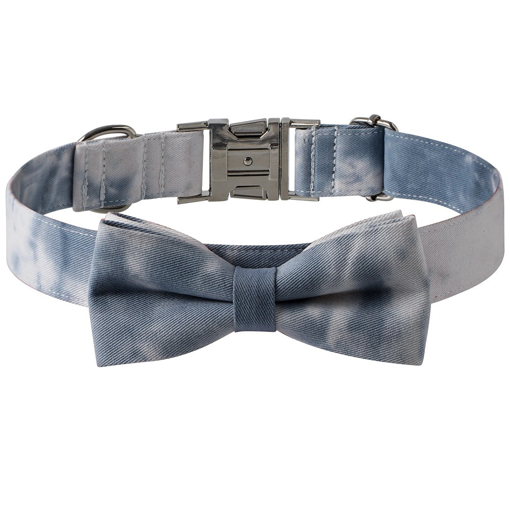 Cotton Tie-Dye Pet Collar with Alloy Buckle & Bow
