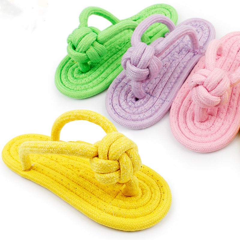 Cotton Rope Chew Toy for Dogs — Teeth Cleaning Slipper Design