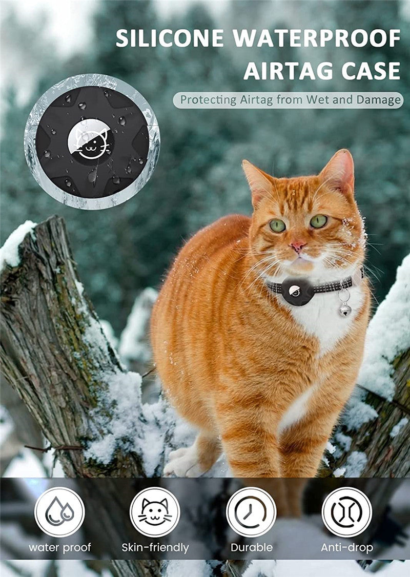 Apple AirTag Cat Collar with Reflective Bag & Bell